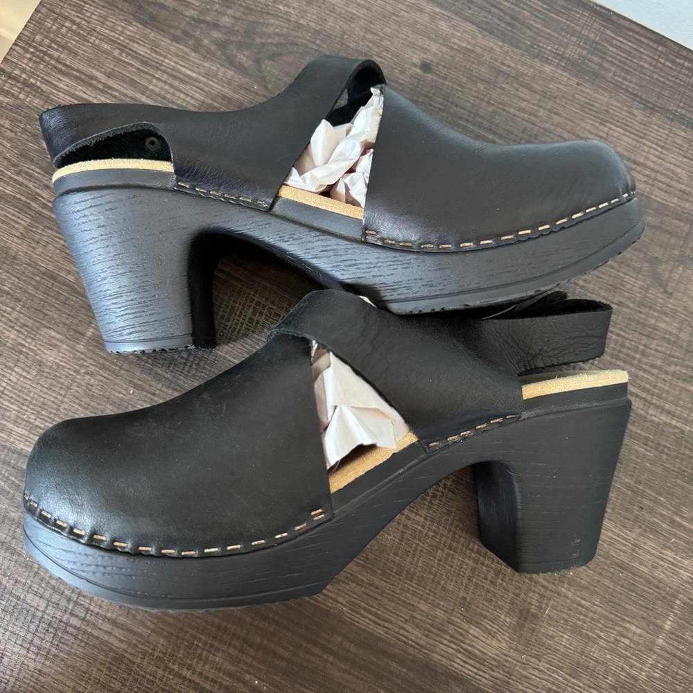 Calou Stockholm Astrid Black Leather Slingback Clog - Picture 7 of 14